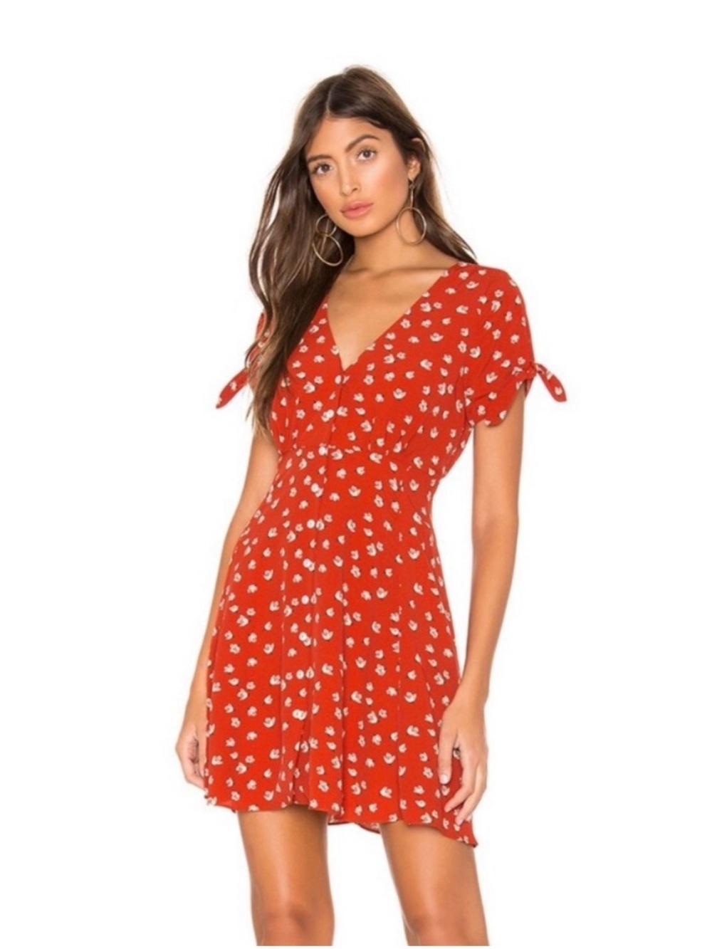 Heartloom Red Floral Button-Front Tea Dress